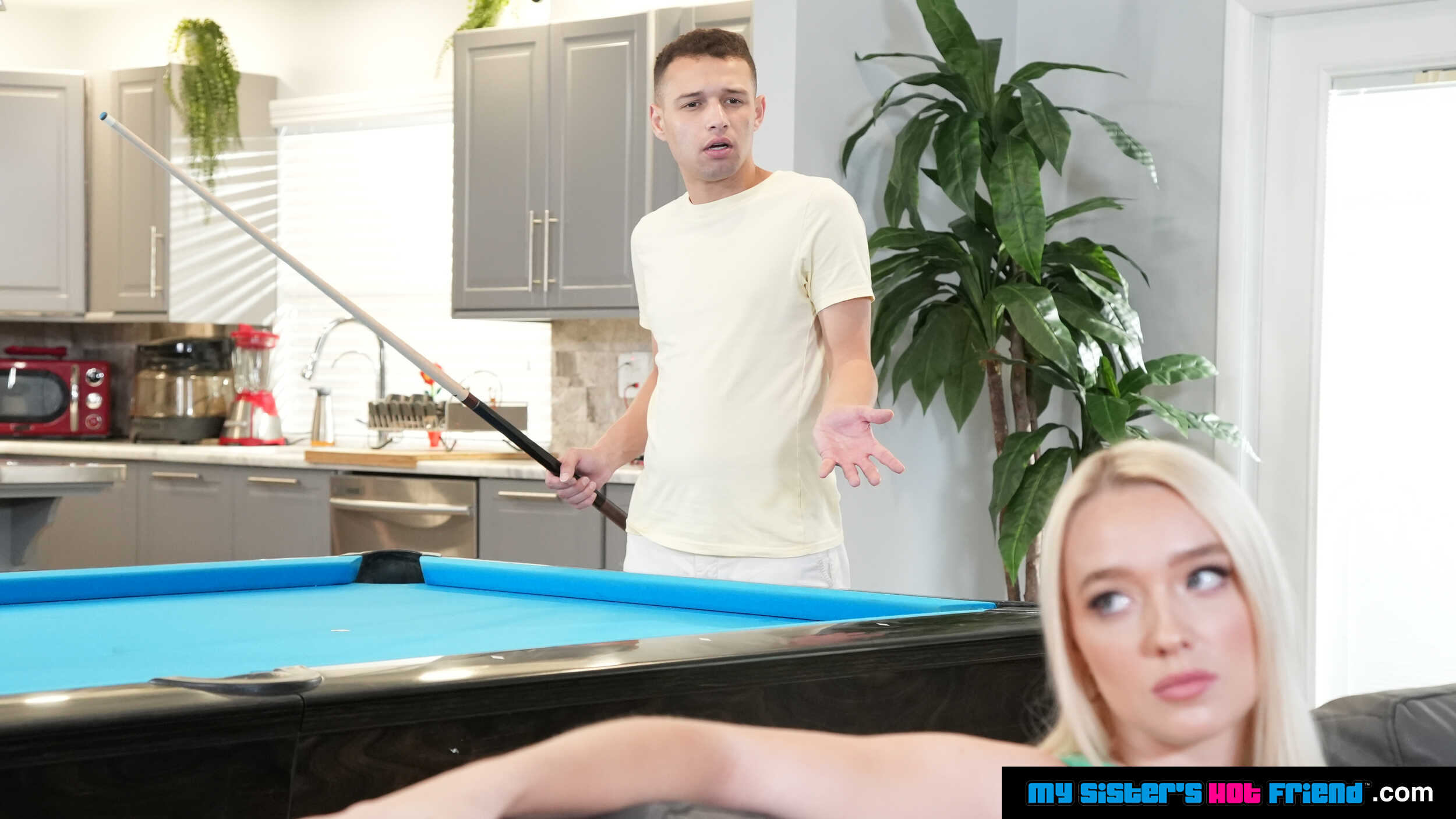 Petite blonde teen, Juliette Mint,discovers her friend's brother has a BIG dick and now she wants it!